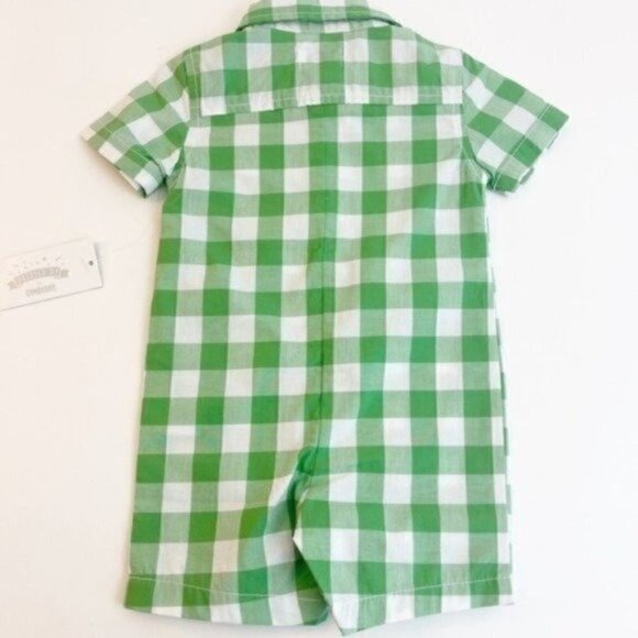DRESSED Up By Gymboree plaid green & white romper size 3-6 months - Picture 3 of 7